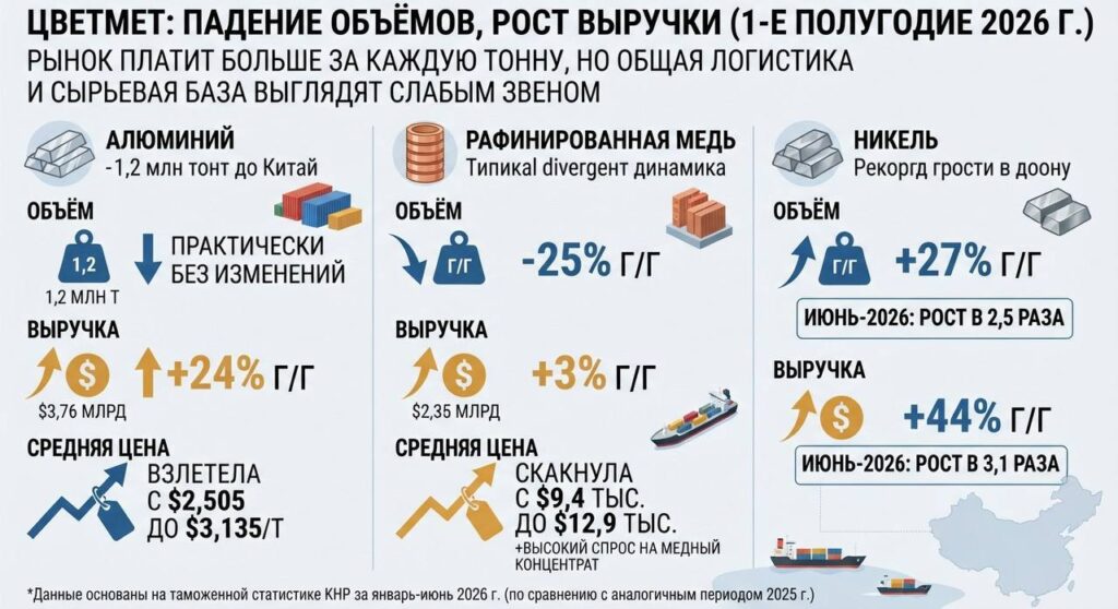 Меньше товаров, но больше денег: как меняется российский экспорт цветных металлов